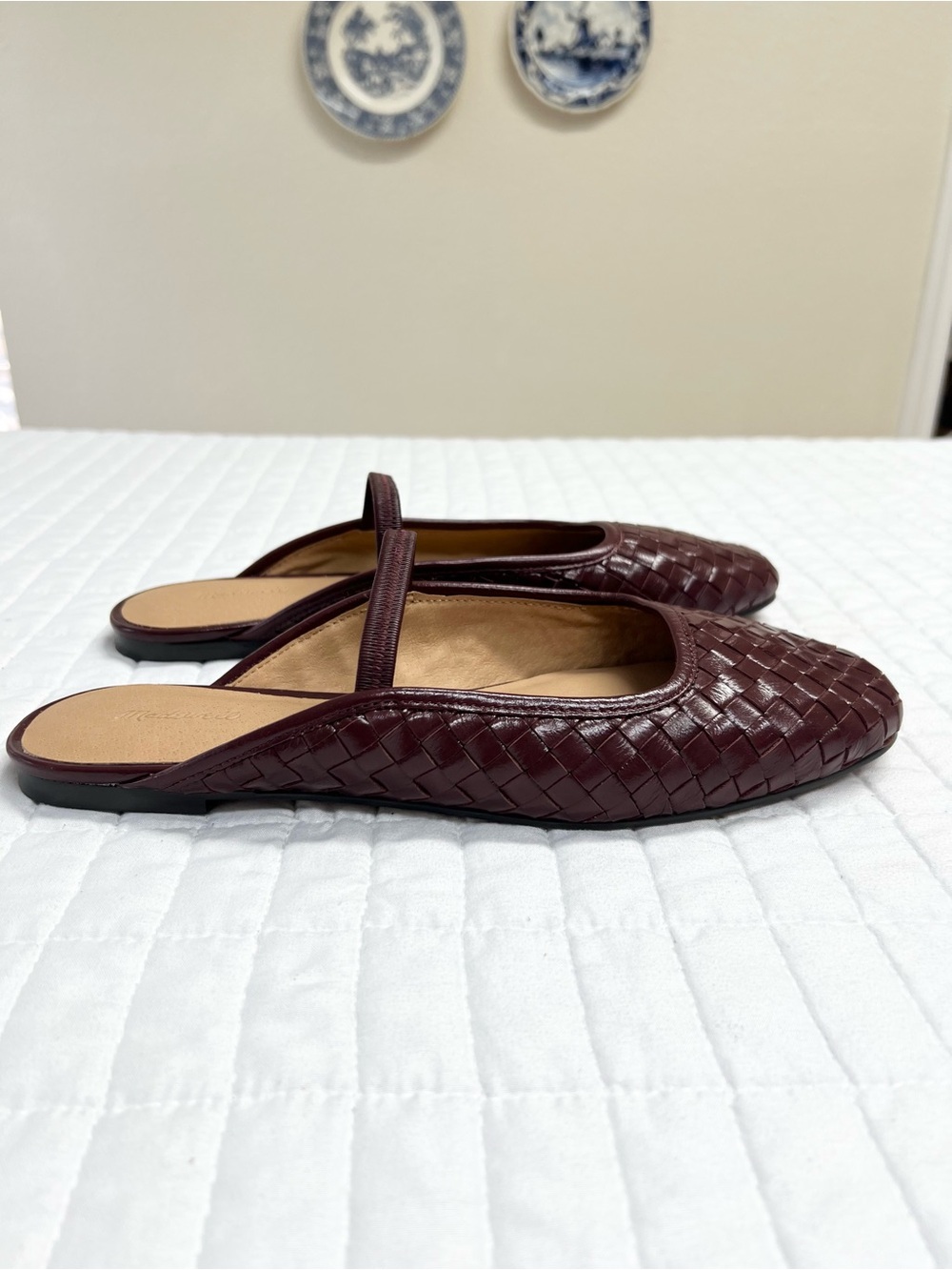 Madewell The Greta Ballet Flat Mule in Deep Merlot Weave Maroon Size 9.5 - Picture 4 of 9